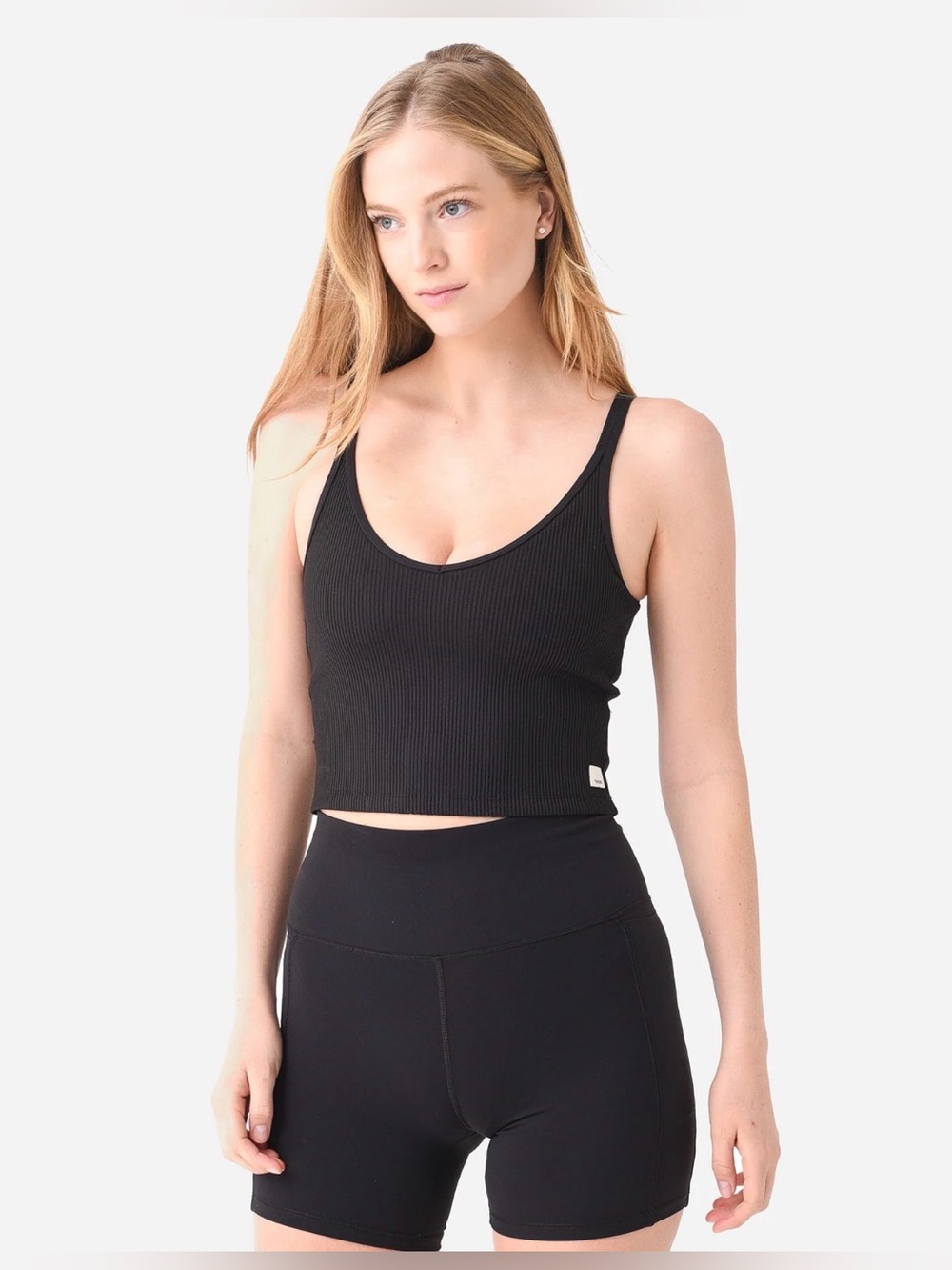 Vuori Black Ribbed Crop Tank NWT Size L